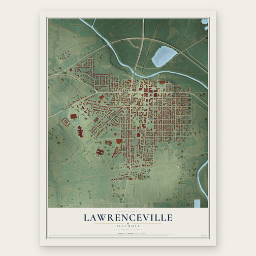 Lawrenceville, Illinois map print, the full design