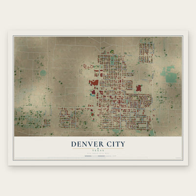 Denver City, Texas map print, the full design