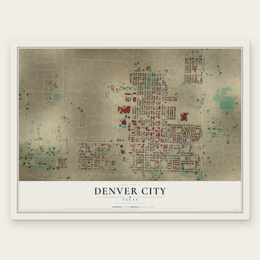 Denver City, Texas map print, the full design