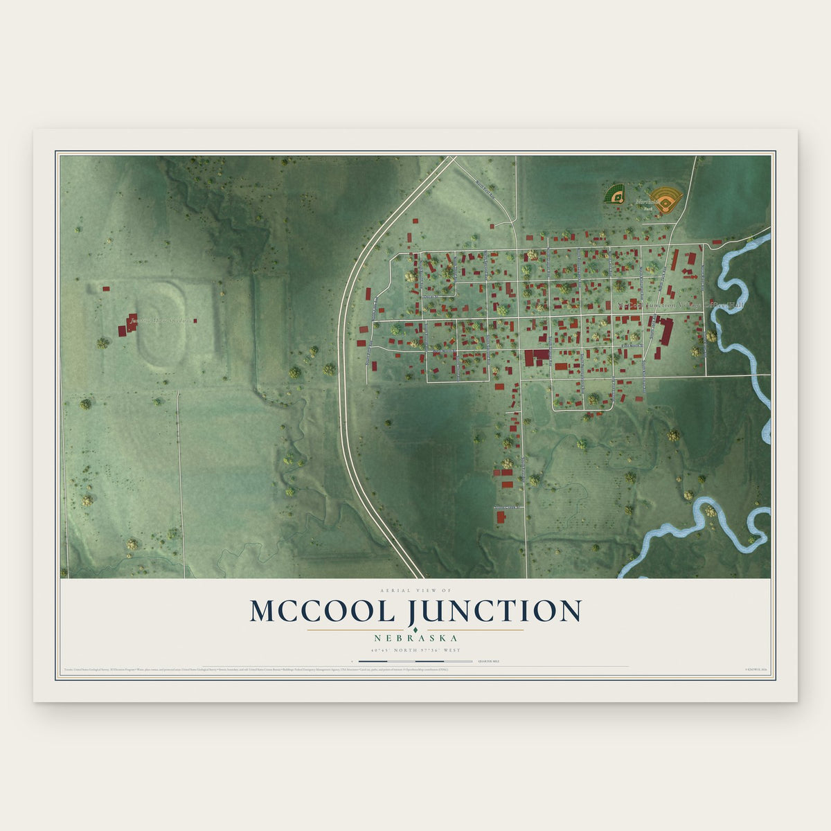 McCool Junction, Nebraska map print, the full design