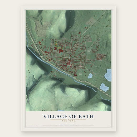 Village of Bath, New York map print, the full design