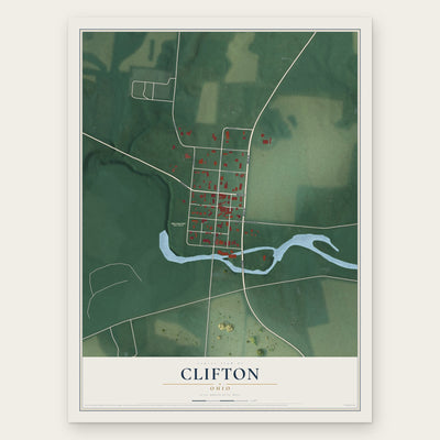 Clifton, Ohio map print, the full design