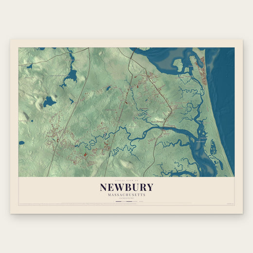 Newbury, Massachusetts map print, the full design