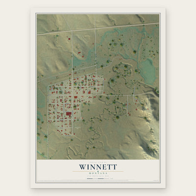 Winnett, Montana map print, the full design
