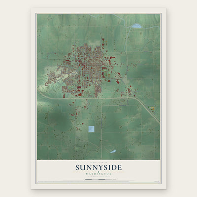 Sunnyside, Washington map print, the full design
