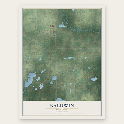Baldwin, Minnesota map print, the full design
