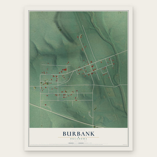 Burbank, Oklahoma map print, the full design