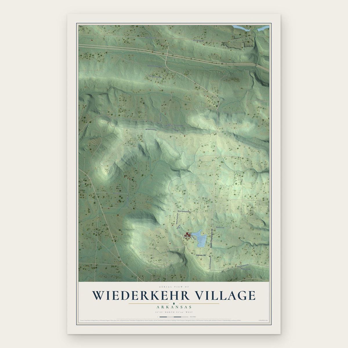 Wiederkehr Village, Arkansas map print, the full design