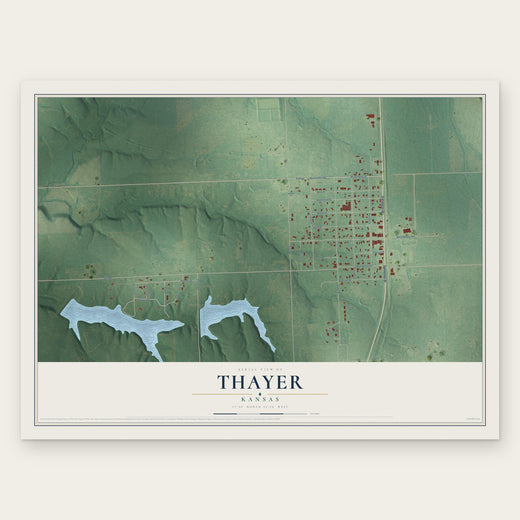 Thayer, Kansas map print, the full design