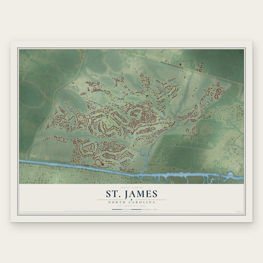 St. James, North Carolina map print, the full design