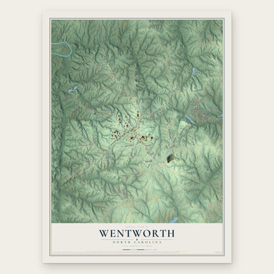 Wentworth, North Carolina map print, the full design