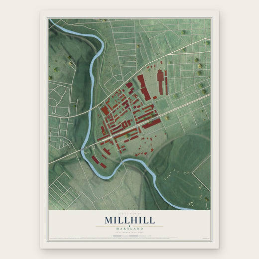 Millhill, Maryland map print, the full design