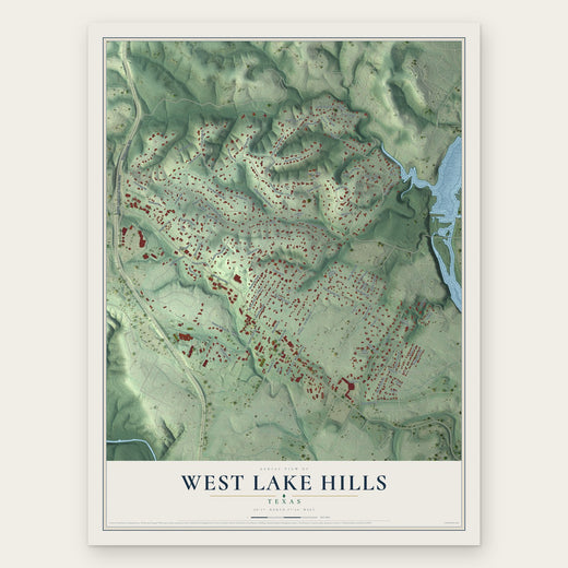 West Lake Hills, Texas map print, the full design