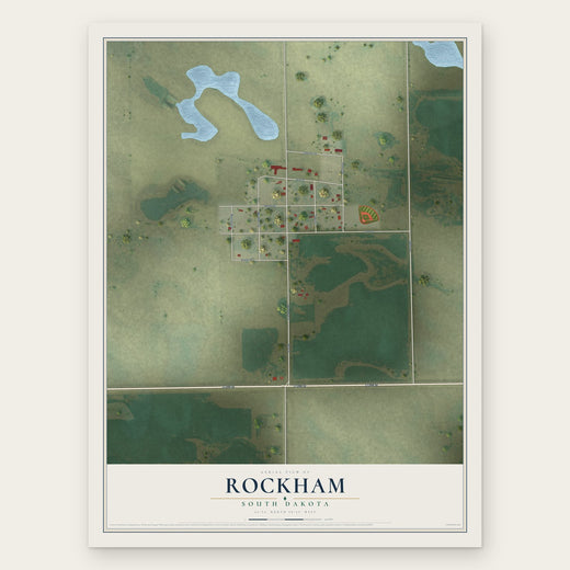 Rockham, South Dakota map print, the full design
