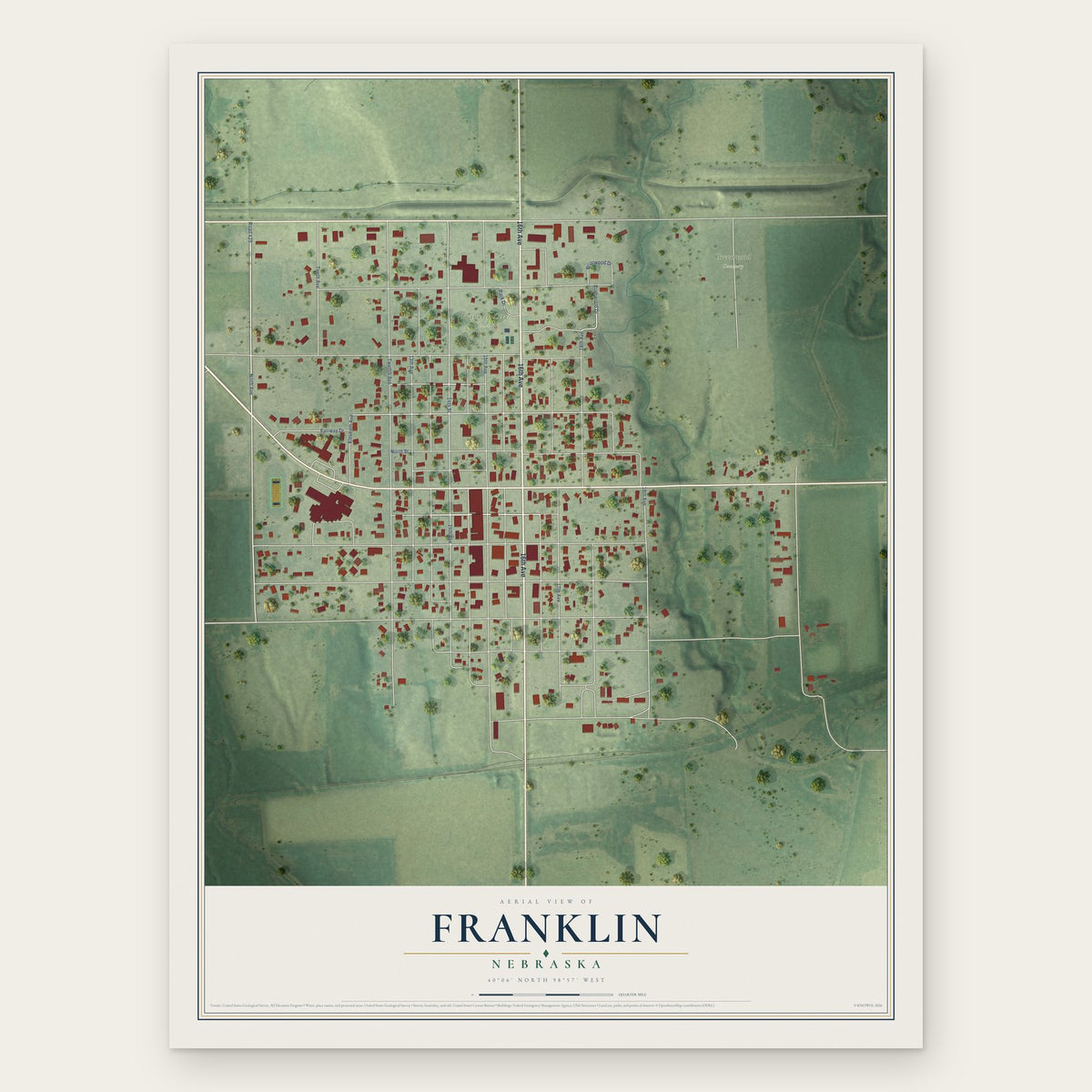 Franklin, Nebraska map print, the full design