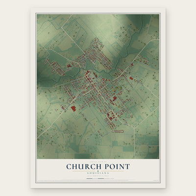 Church Point, Louisiana map print, the full design