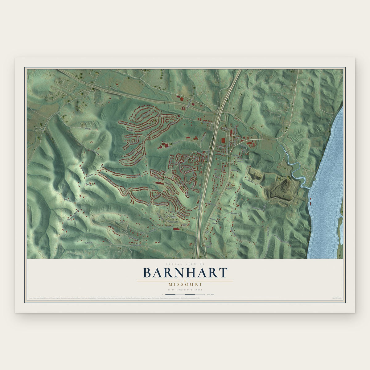 Barnhart, Missouri map print, the full design