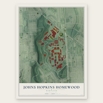 Johns Hopkins Homewood, Maryland map print, the full design