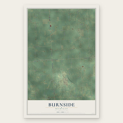 Burnside, Michigan map print, the full design