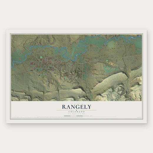 Rangely, Colorado map print, the full design