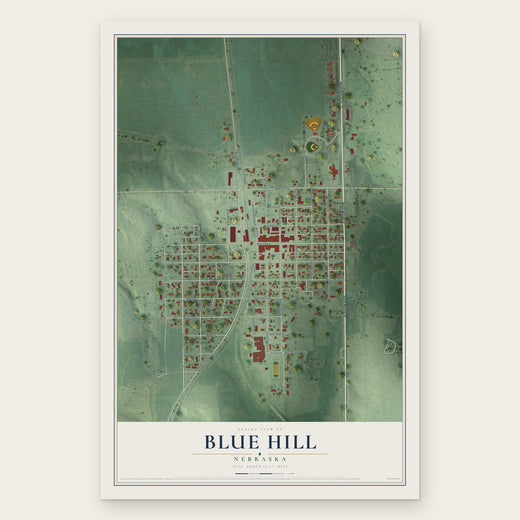 Blue Hill, Nebraska map print, the full design