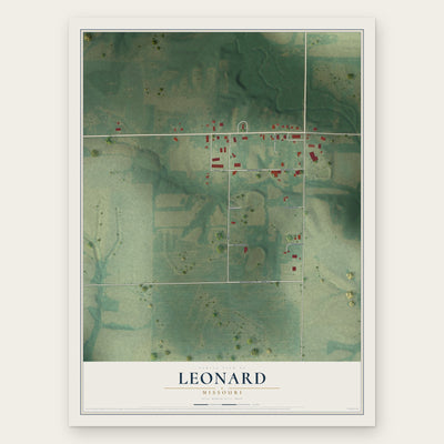Leonard, Missouri map print, the full design