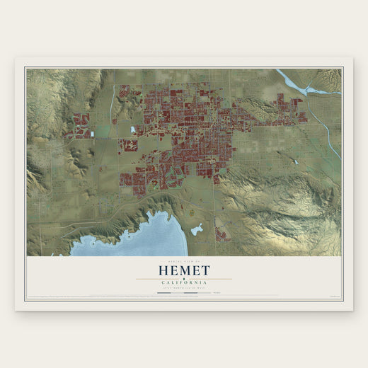 Hemet, California map print, the full design