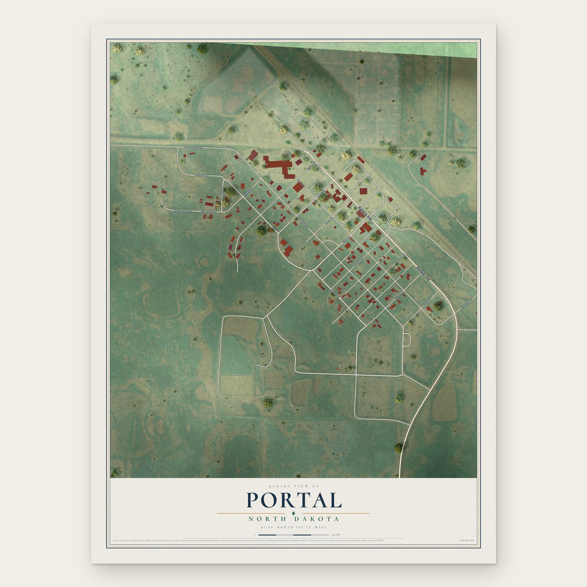 Portal, North Dakota map print, the full design
