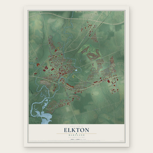 Elkton, Maryland map print, the full design