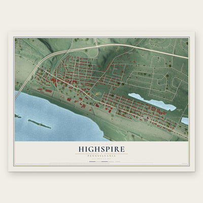 Highspire, Pennsylvania map print, the full design
