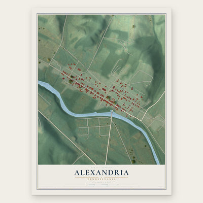 Alexandria, Pennsylvania map print, the full design