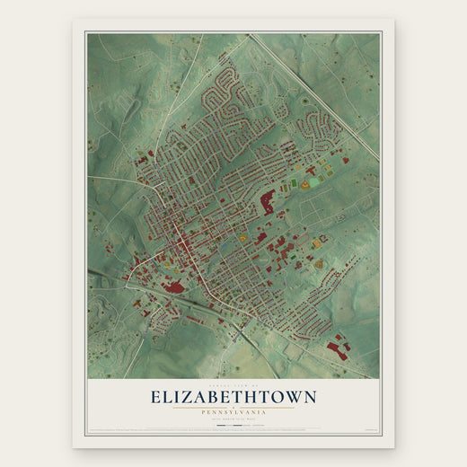 Elizabethtown, Pennsylvania map print, the full design