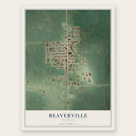 Beaverville, Illinois map print, the full design