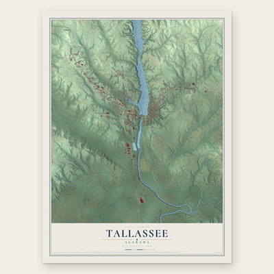 Tallassee, Alabama map print, the full design