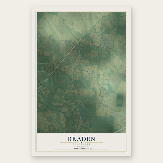 Braden, Tennessee map print, the full design