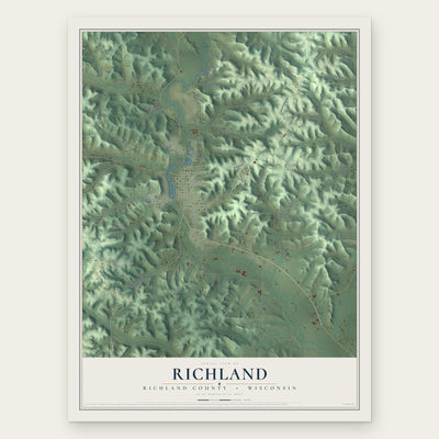 Richland, Richland County, Wisconsin map print, the full design