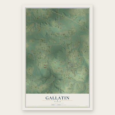 Gallatin, Texas map print, the full design
