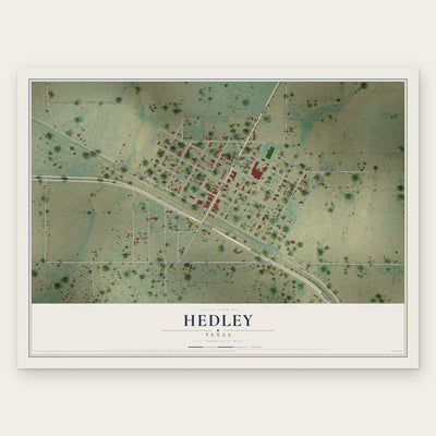 Hedley, Texas map print, the full design