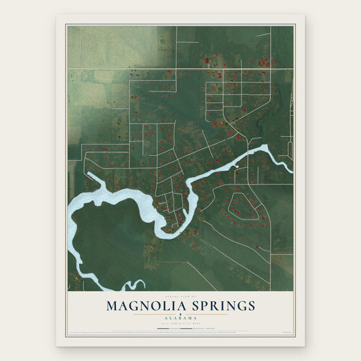 Magnolia Springs, Alabama map print, the full design