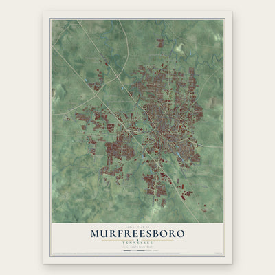Murfreesboro, Tennessee map print, the full design
