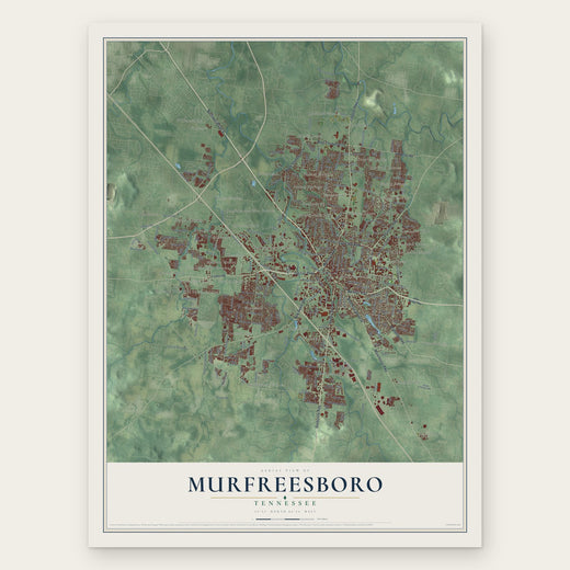 Murfreesboro, Tennessee map print, the full design