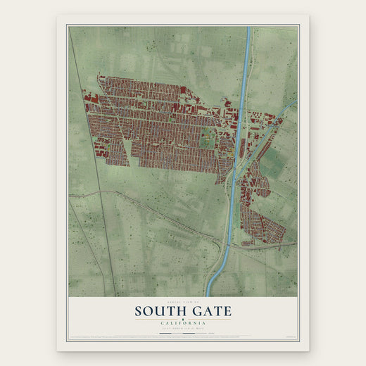 South Gate, California map print, the full design