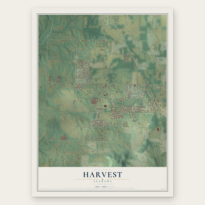 Harvest, Alabama map print, the full design