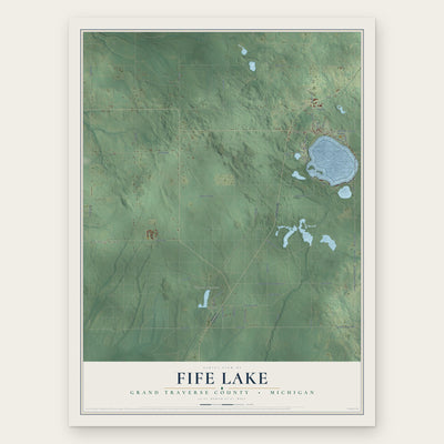 Fife Lake, Grand Traverse County, Michigan map print, the full design