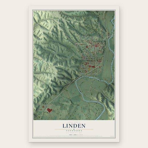 Linden, Tennessee map print, the full design
