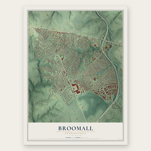 Broomall, Pennsylvania map print, the full design