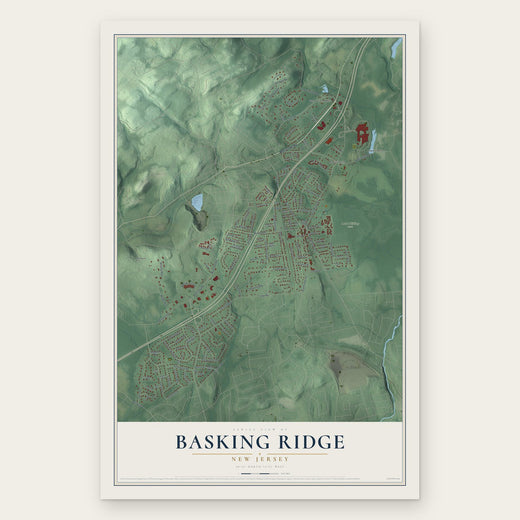 Basking Ridge, New Jersey map print, the full design