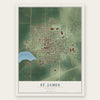 St. James, Minnesota map print, the full design