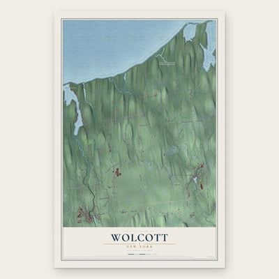 Wolcott, New York map print, the full design