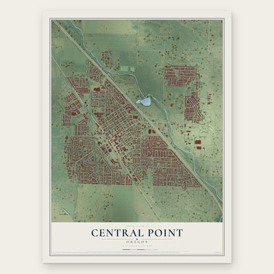 Central Point, Oregon map print, the full design